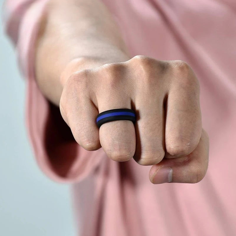 Grey Blue Rings Combo Grey Blue Silicone Rings - Tomsey UK
