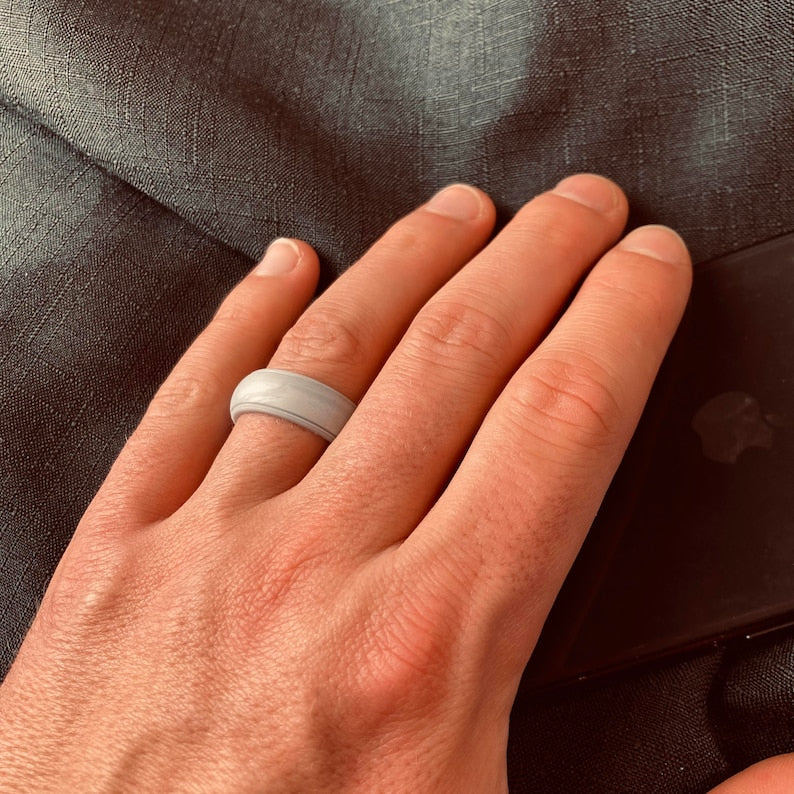 Light Grey Edge Silicone Rings for Men | Tomsey
